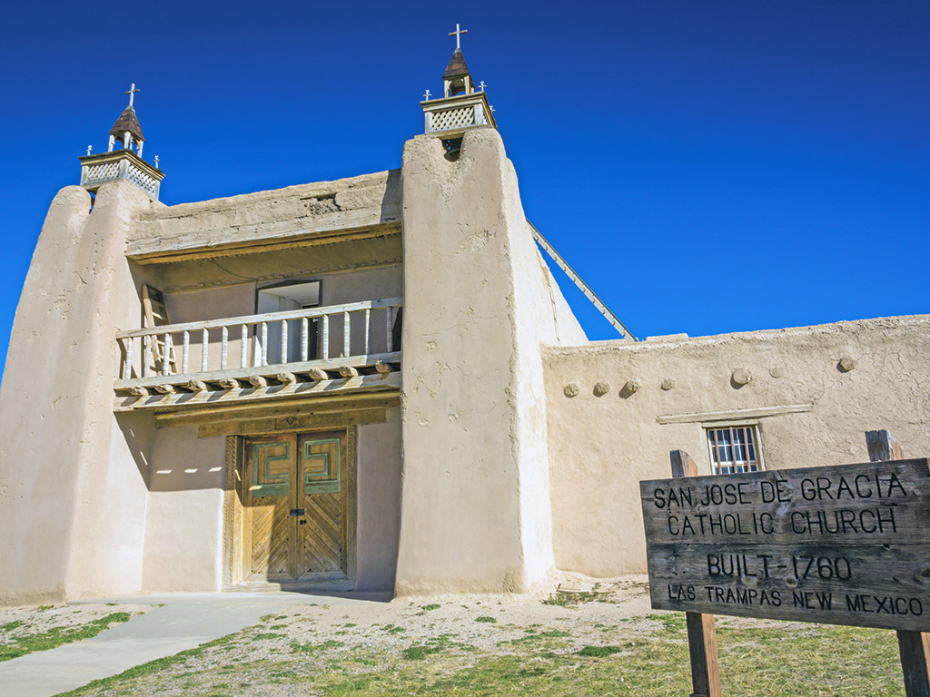 front entrance of San Jose de Gracia church in Las Trampas